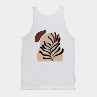 Modern Minimalist Simple Abstract Pastel Pink Black Leaf Art Tank Top